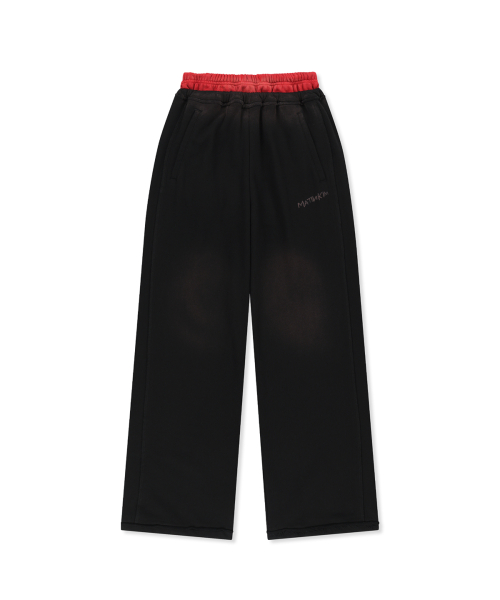 VINTAGE WASHED COLOR CONTRAST SWEATPANTS IN BLACK