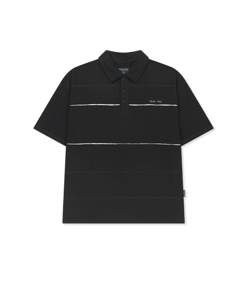 CUT OUT BLOCK COLLAR TOP FOR MEN IN BLACK