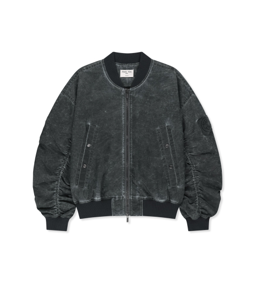 PIGMENT COATED BACK LOGO JUMPER IN CHARCOAL