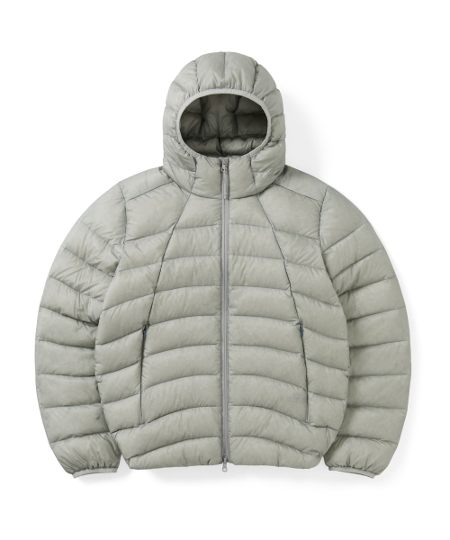 Hooded Fly Light Down Jacket Silver
