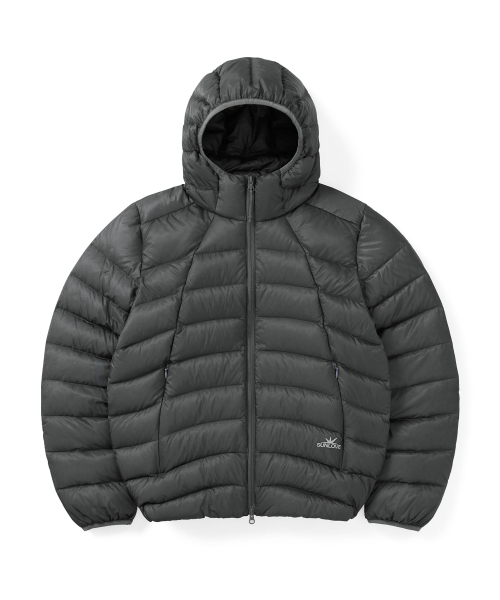 Hooded Fly Light Down Jacket Dark Grey