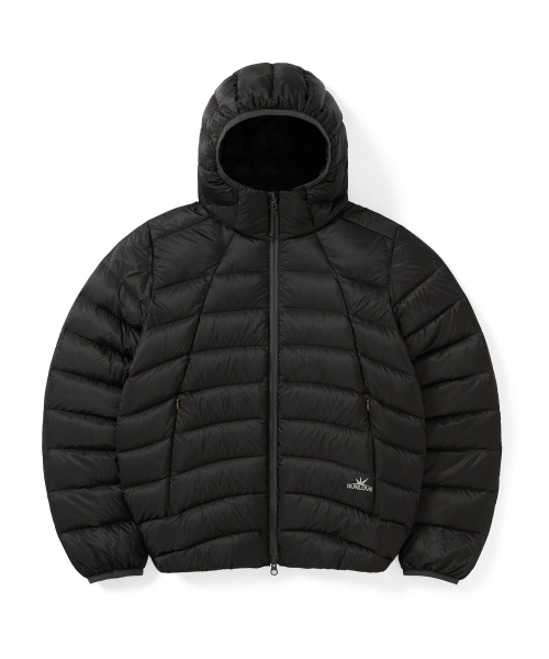 Hooded Fly Light Down Jacket Charcoal
