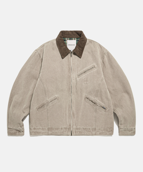 Washed Canvas Blouson Jacket Stone Beige