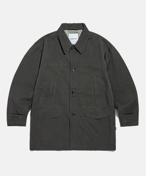 Washed Cotton Car Coat Dark Grey