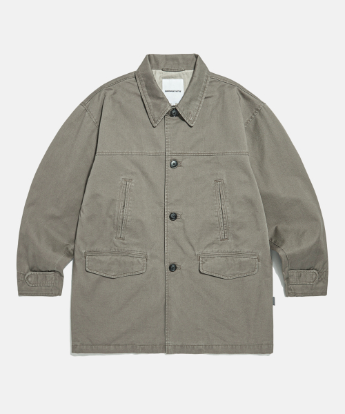 Washed Cotton Car Coat Dark Beige