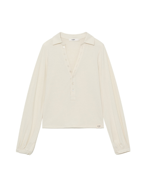 G V-COLLAR HENLEY TOP (LIGHT BEIGE)
