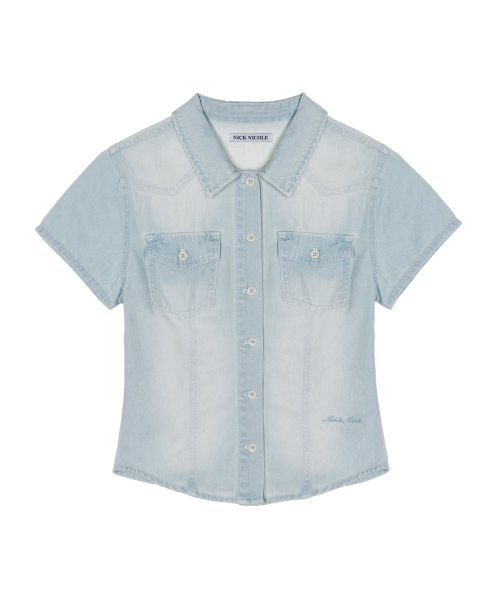 DENIM SHORT POCKET SHIRT_LIGHT BLUE
