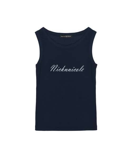 LETTERING SLEEVELESS TOP_NAVY