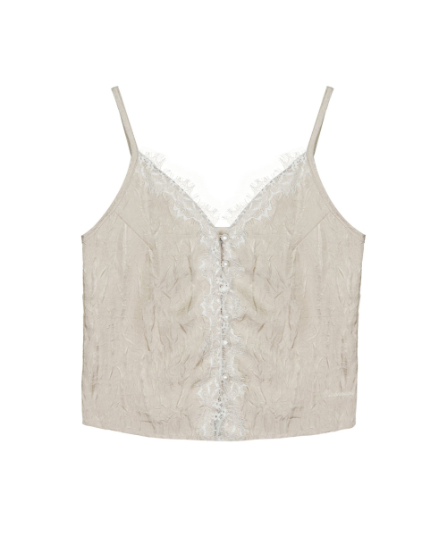 SATIN LACE CAMI TOP_BEIGE