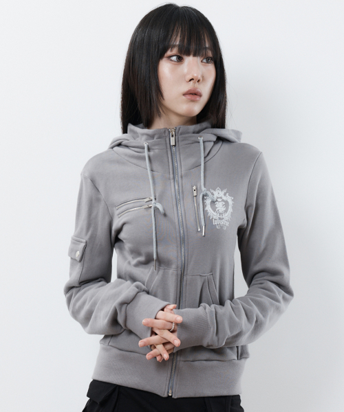 RL CROWN HOOD ZIP UP(CHARCOAL)