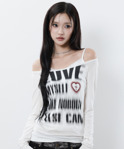 RL DISTORTED LETTERING TEE(WHITE)