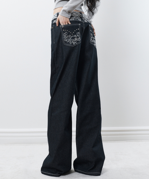RL LACE LOW RISE PANTS(DENIM)