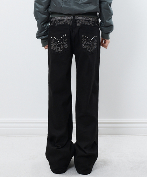 RL LACE LOW RISE PANTS(BLACK)