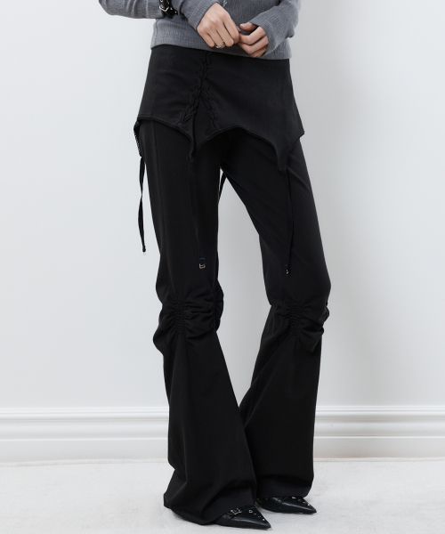RL SHIRRING BOOTSCUT PANTS(BLACK)