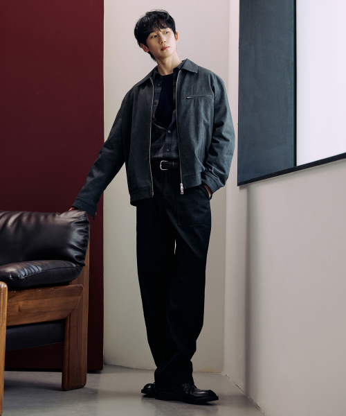 [COUTURE]Black denim-like puffy pants