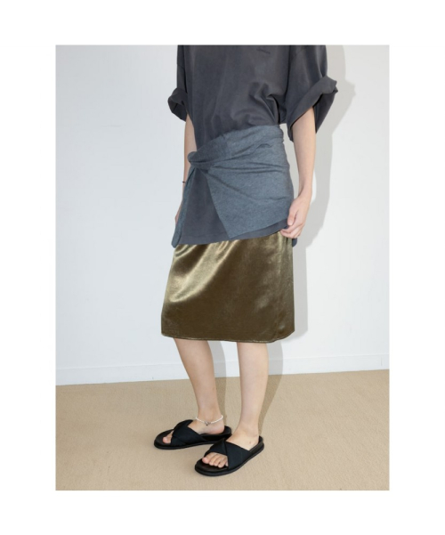 Satin Midi H Line Skirt Brown (TA6727A11D)