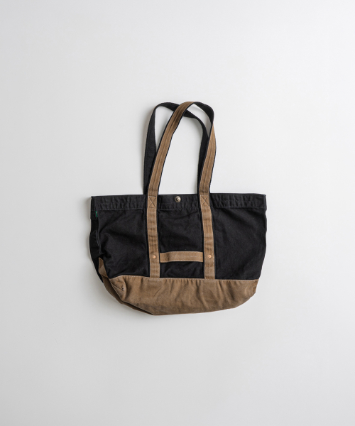 WASHED CANVAS TOTE BAG black/brown