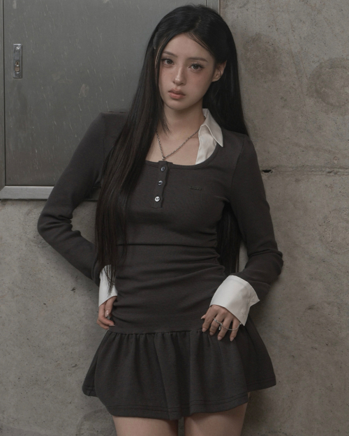 Overlay Mini Dress (charcoal)