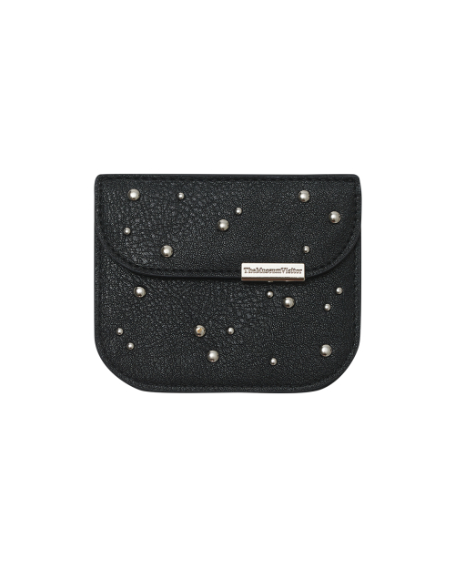 COSMIC STUDS FLAP CARD WALLET (BLACK)