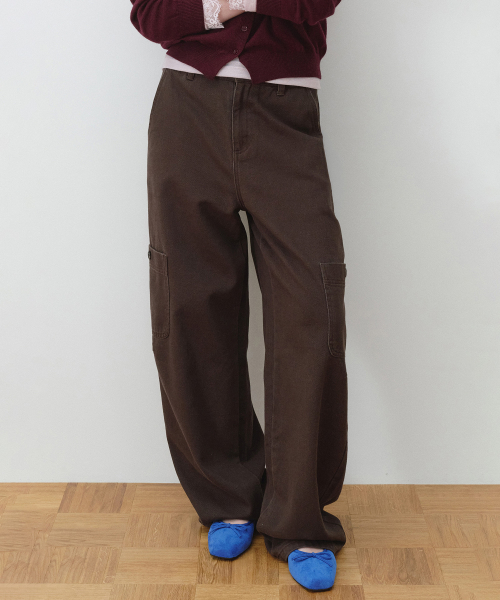 CURVED CARGO PANTS DEEP GRAY