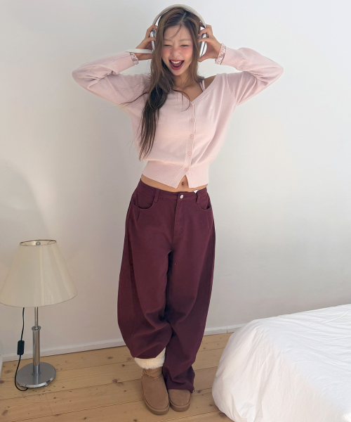 BALLOON PINTUCK PANTS BURGUNDY
