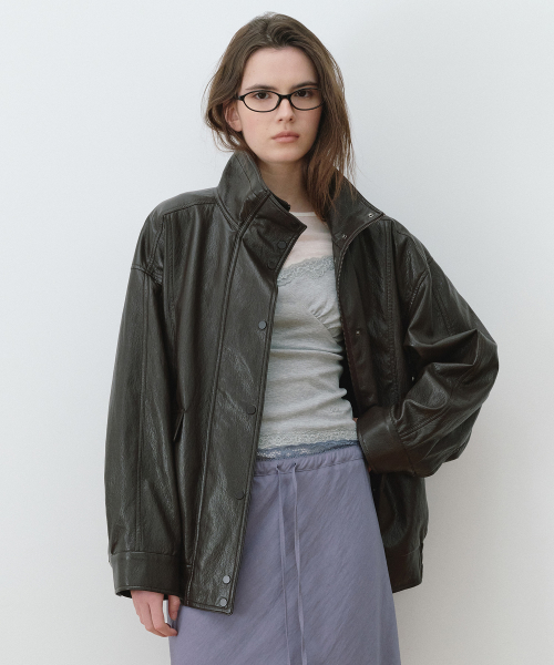 VINTAGE LEATHER JACKET D/BROWN