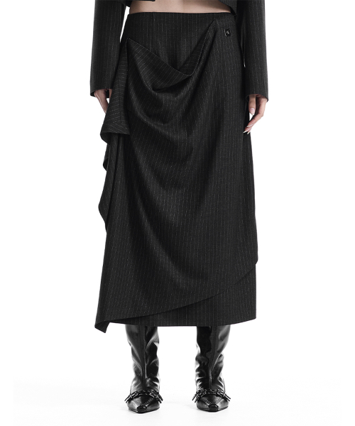 Layered Overlay Set-Up Skirt [ Black ]