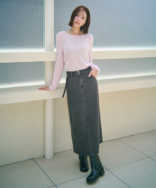 26FW 커브드 데님 스커트 (+스웨이드 벨트)