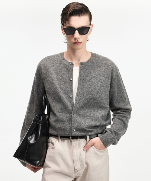 Alpaca Round Cardigan (Grey) TNSW6F100G2