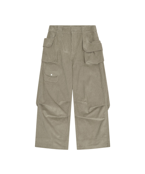 BUTTON POCKET CORDUROY PANTS [BEIGE]