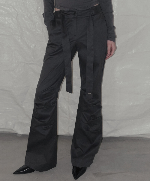 TOTS Shirred Slim Bootcut Long Pants_Charcoal