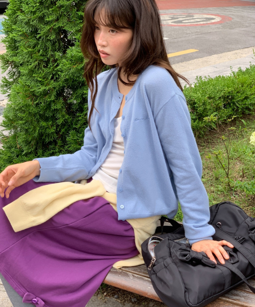 BASIC WOOL ARCHIVE CARDIGAN SOFT BLUE