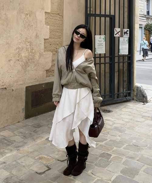 Tua layered long dress - Ivory