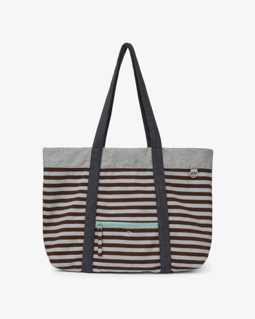 STRIPE BIG TOTE BAG [BROWN]