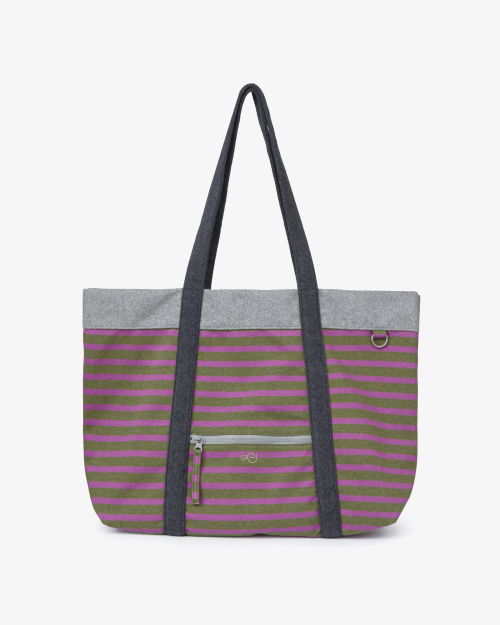 STRIPE BIG TOTE BAG [OLIVE]
