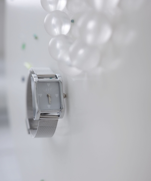 Bubble Heart Watch (Silver White)
