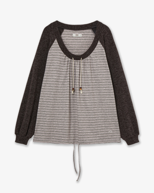 STRIPE DRAWSTRING TOP [PINK]