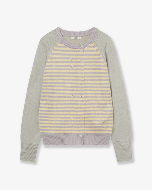 STRIPE BLOCK CARDIGAN [YELLOW]