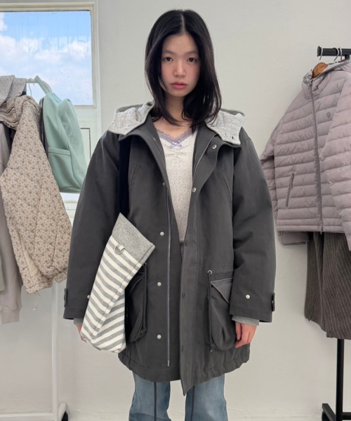 FLOWER BLOCK FIELD JACKET [CHARCOAL]
