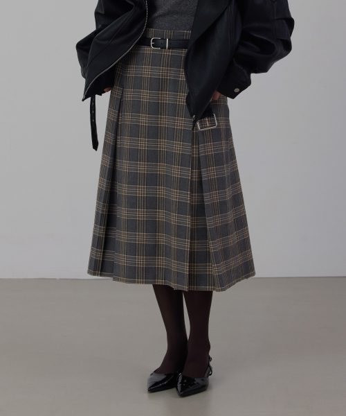Classic Plaid Pleated Midi Skirt