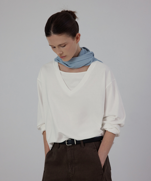 Fluid Layered V-Neck Long Sleeve Tee
