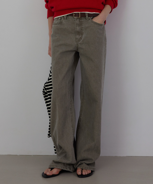 Tinted Herringbone Denim Pants
