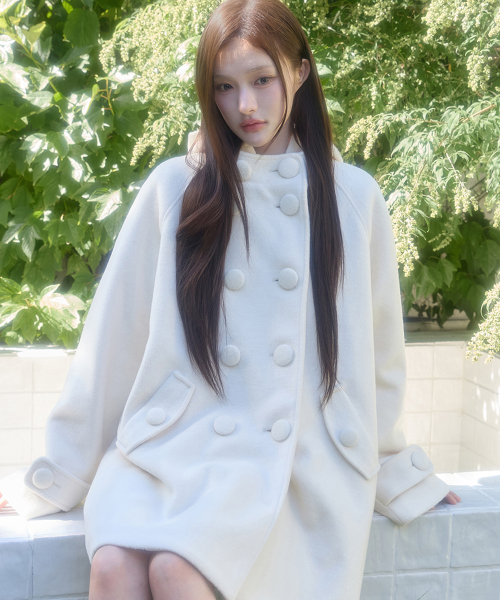 일리고 코지 후디 버튼 코트 아이보리