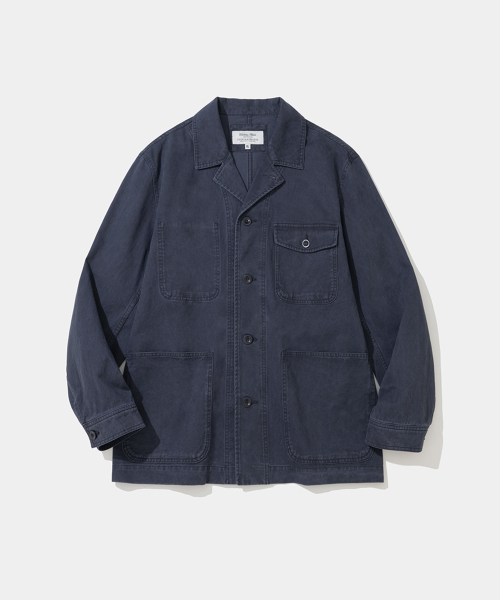 washed cotton coverall jacket navy