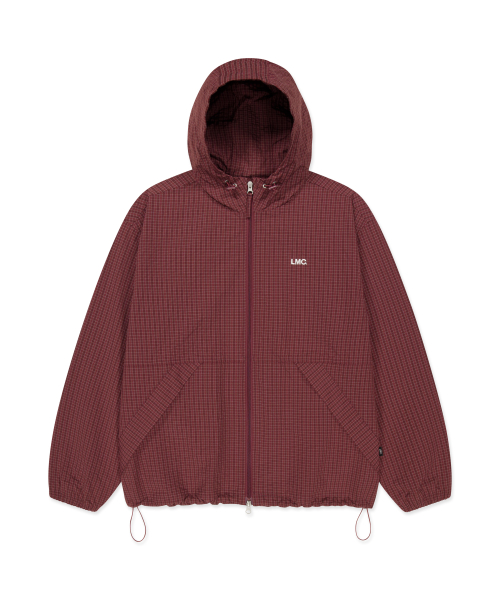 CHECK ANORAK HOODIE ZIP JACKET burgundy
