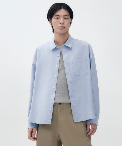 크롭 옥스포드 셔츠 [블루]