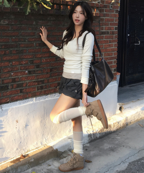 베일라 코튼 롤업 쇼츠 ( 챠콜 )