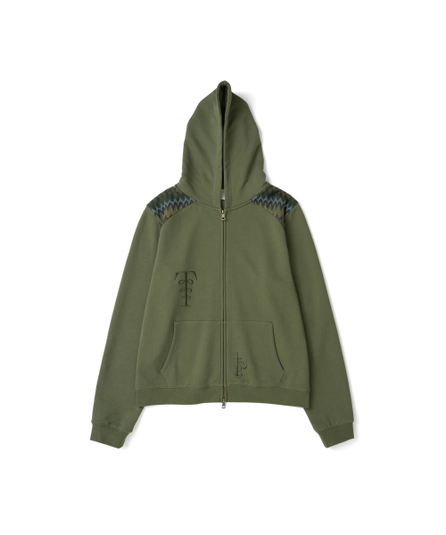 TCM boheme hooded zip-up (dark olive)