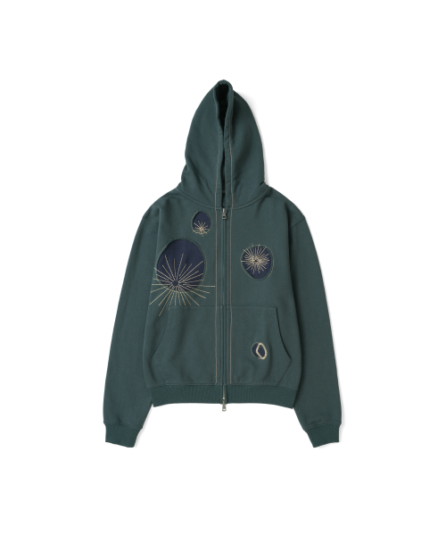 TCM poppy hooded zip-up (blue green)