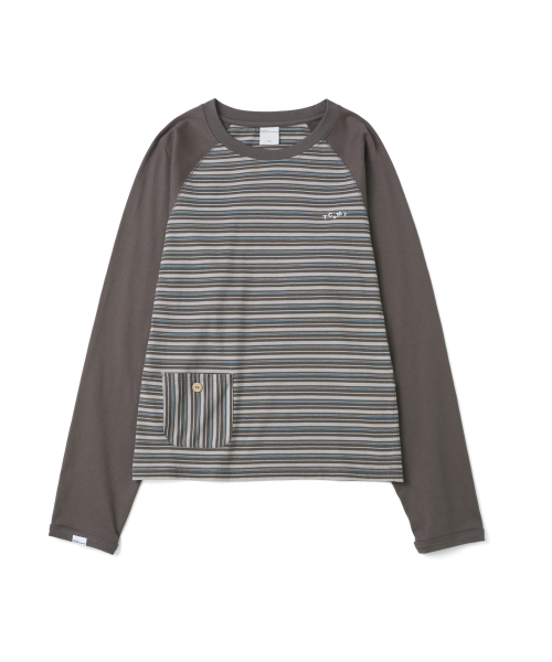 (w) TCM mix panel long sleeve (brown)